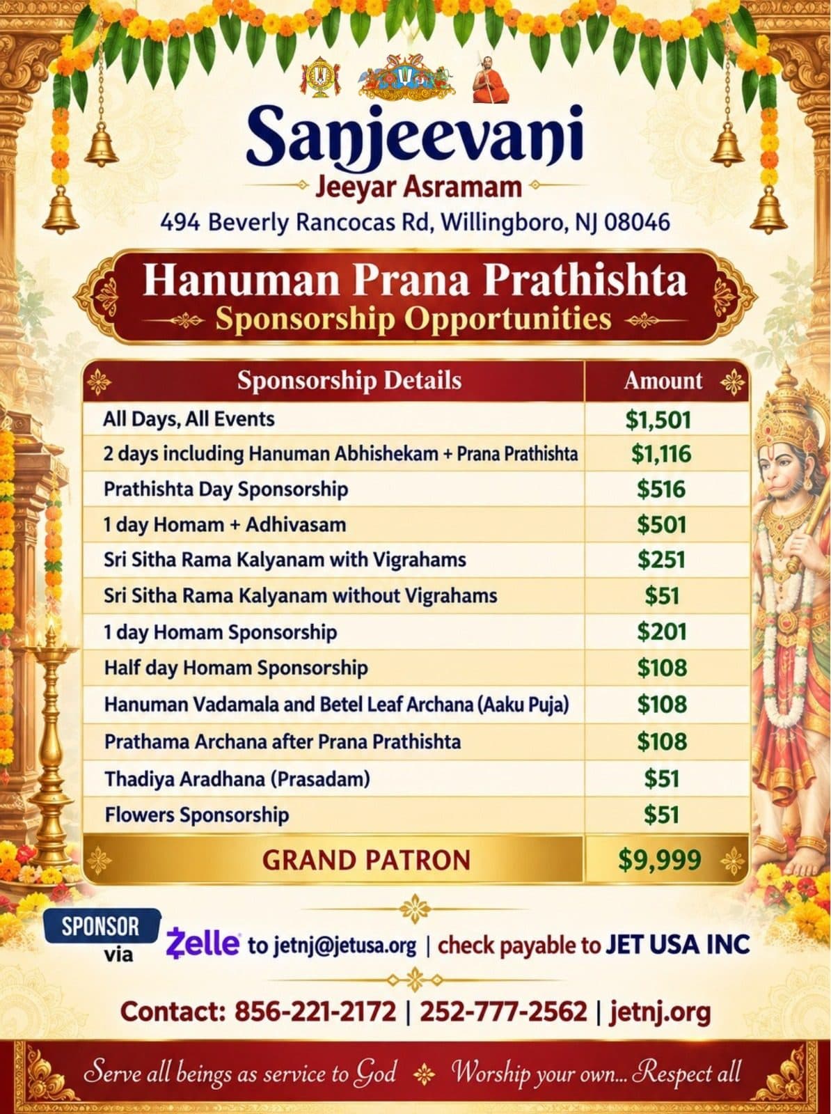 Sponsorship opportunities · $51 to Grand Patron $9,999