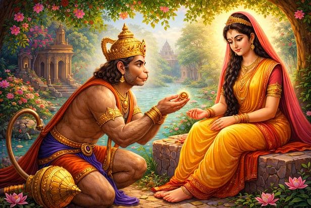 Hanuman meets Sitha in Lanka