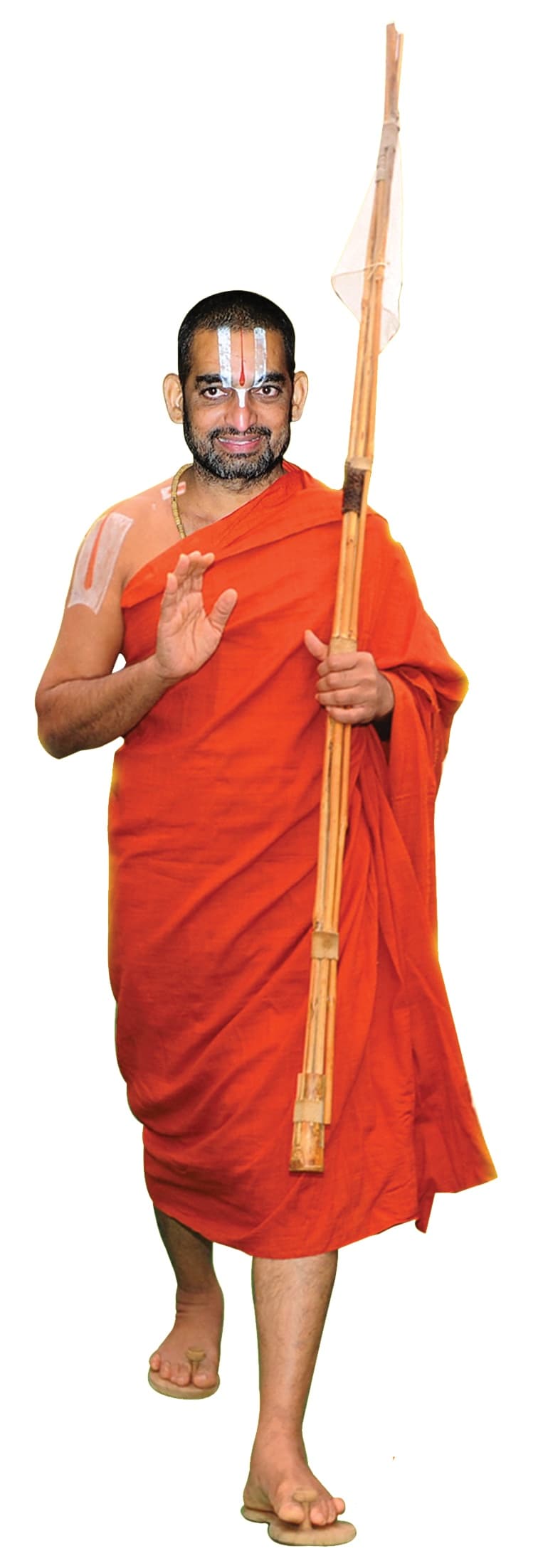HH Sri Chinna Jeeyar Swa:mi:ji standing with the tridandam