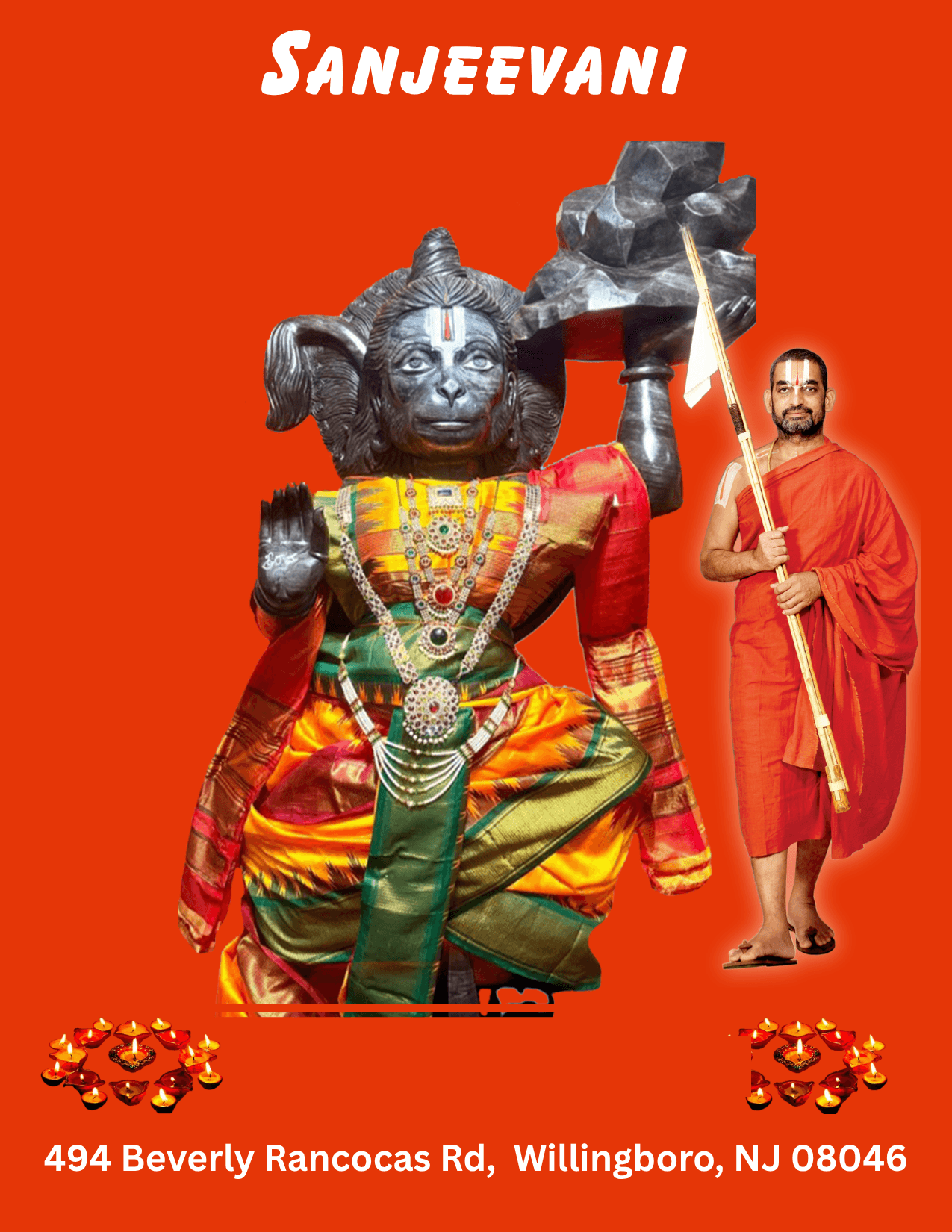 Sri: Hanuman of Sanjeevani Jeeyar A:sramam with HH Sri: Tridandi Chinna Jeeyar Swa:mi:ji