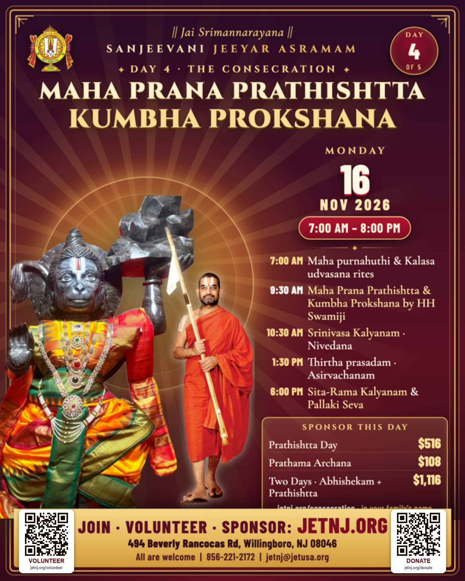 WhatsApp card · Mon Nov 16 · Maha Pra:na Prathishtta